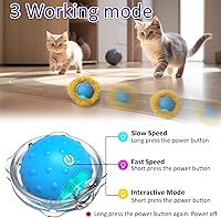 Vista 3 de Interactive Cat Toys Ball Fast Rolling in Pouch, Motion Activate Chirping Cat Toy Hide and Seek Mouse Catching Game (Green Polka dot)
