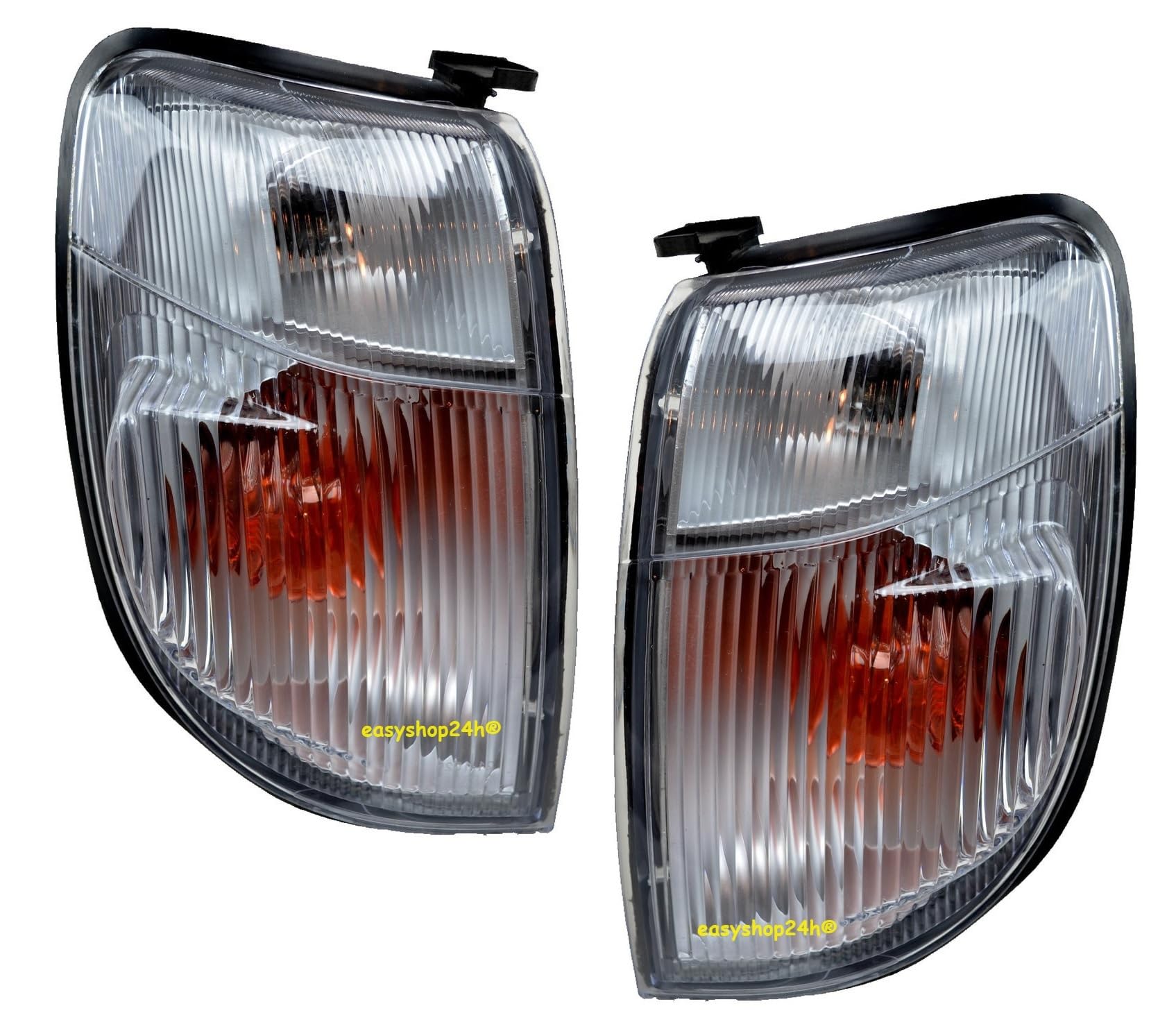 Set 2 Fanale Fanalino Freccia Anteriore Sinistro e Destro Per King Kab Navara D22 Pick-Up Pickup da 1997 a 2002 Luce Indicatore Di Direzione Lampeggiatore Con Portalampade e Lampadine
