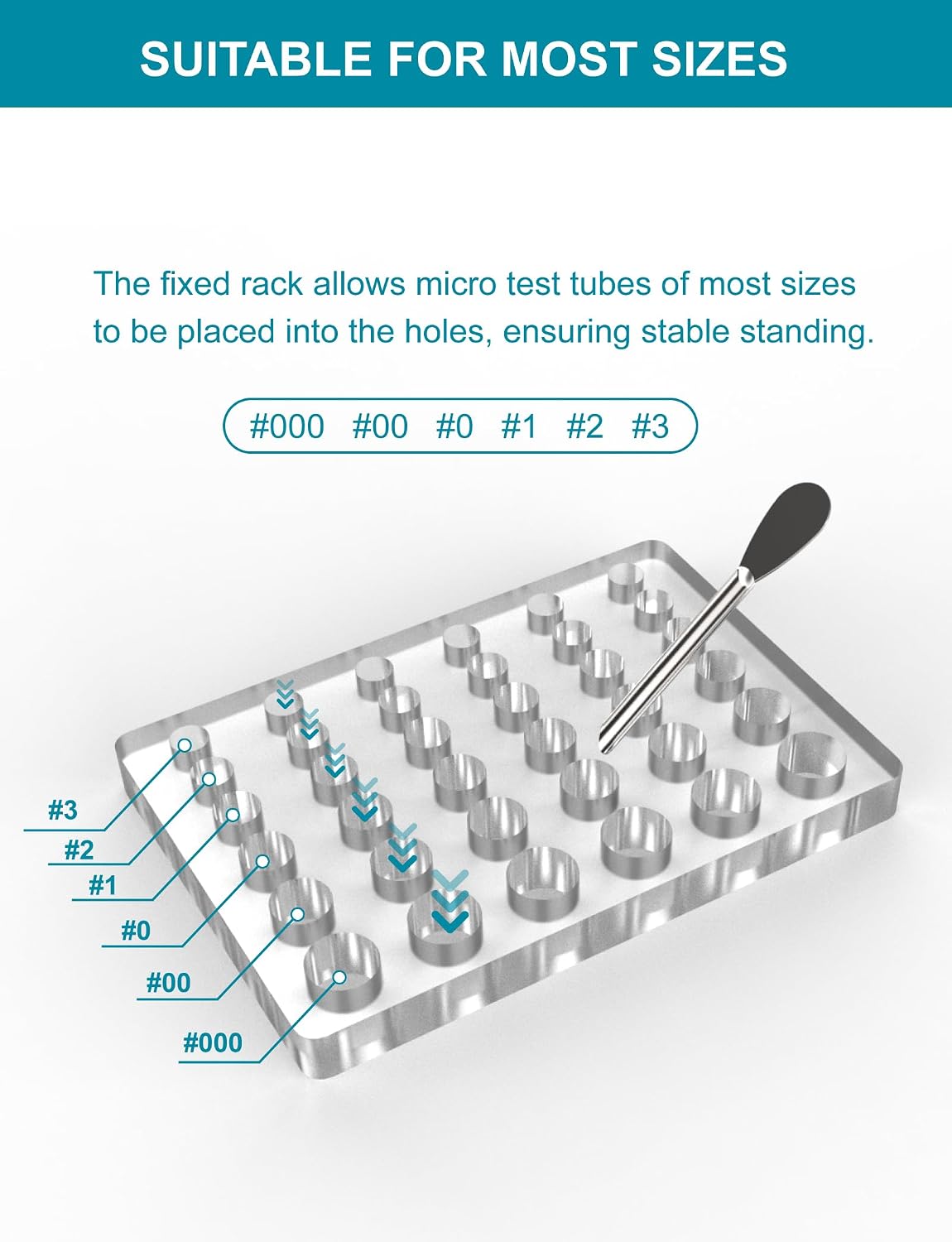 Versatile Lab Tube Rack Filling Tray Kit - Home & Labs Tools with Spoon Scoops Spatula for Maker Size 000 00 0 1 2 3 Empty Microcentrifuge Tube Rack
