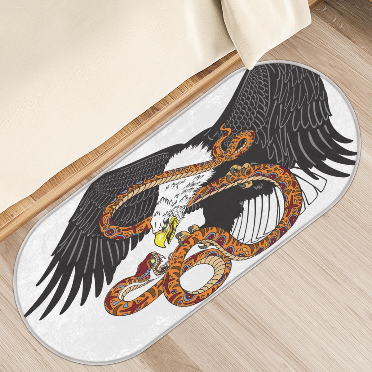 TropicalLife Orzeł wąż nadruk dywanik mata 50 x 120 cm, orzeł długie włosy pogrubione dywaniki do pokoju kuchni domu łazienki wewnątrz antypoślizgowa mata podłogowa dywaniki