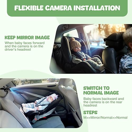 Miniatura 9 de Baby Car Camera with Advanced Night Vision, AHD 1080P 5inch IPS Full View Car Baby Monitor, Carseat Camera for Kids Infants Rear Facing Mirror, USB