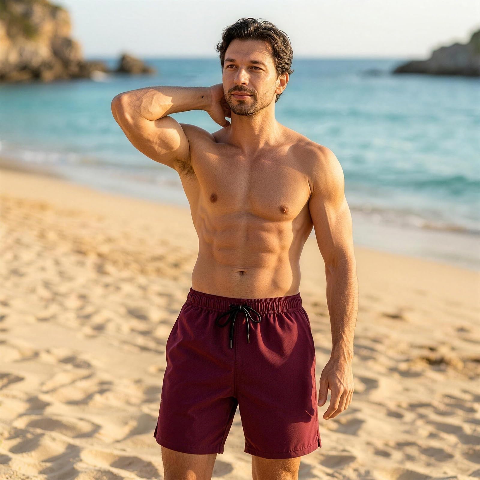 Kąpielówki Męskie z Kompresyjną Wkładką, 2w1 Szorty Szybkoschnące z Kieszeniami na Zamek | Na Plażę, Surfing, Sport i Basen | Idealny Prezent dla Mężczyzn na Święta, Urodziny i Wakacje