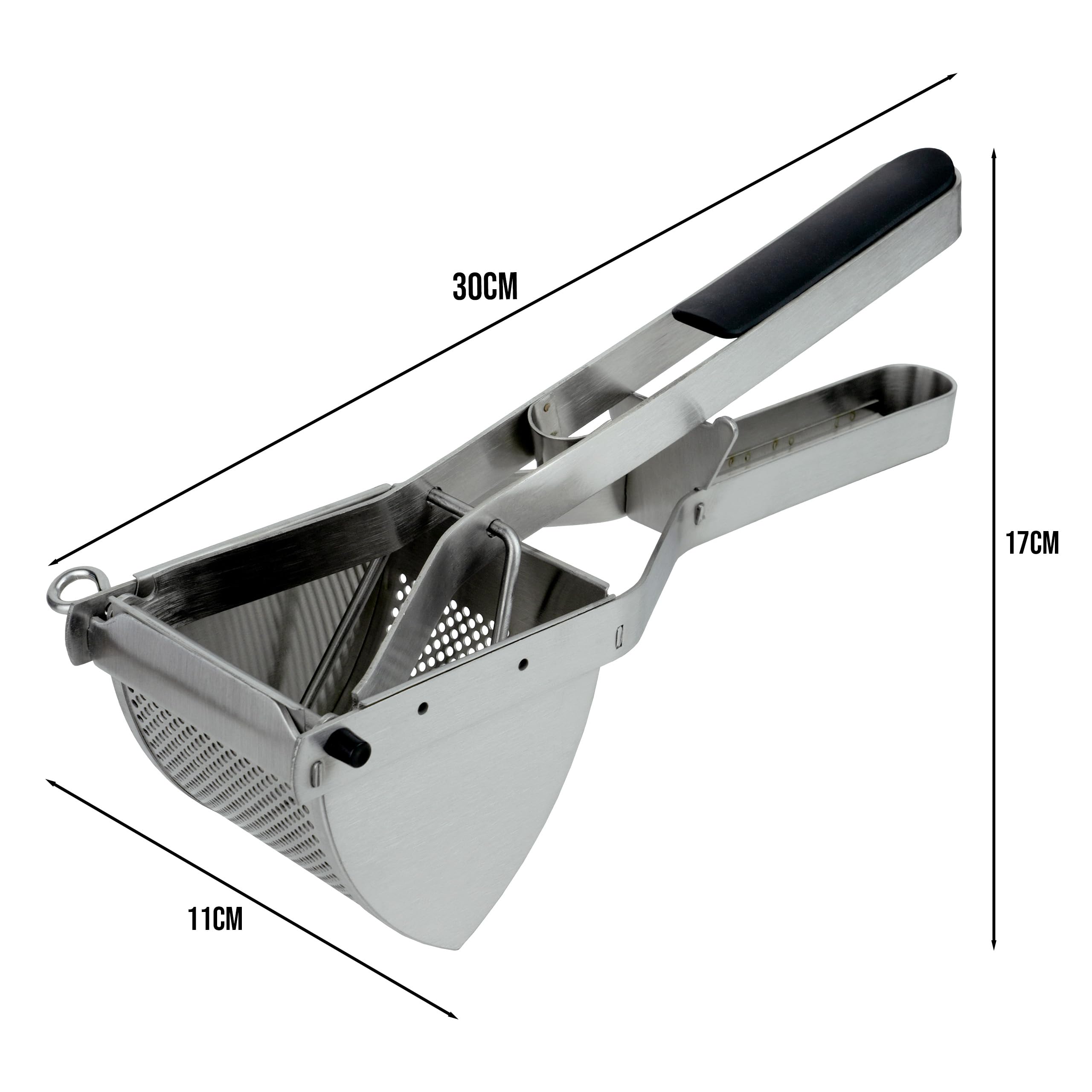 Grunwerg Tłucz do ziemniaków/tłucz do puree, prasa do owoców i warzyw z ergonomiczną rączką, szybkie i łatwe puree ziemniaczane, stal nierdzewna 18/10