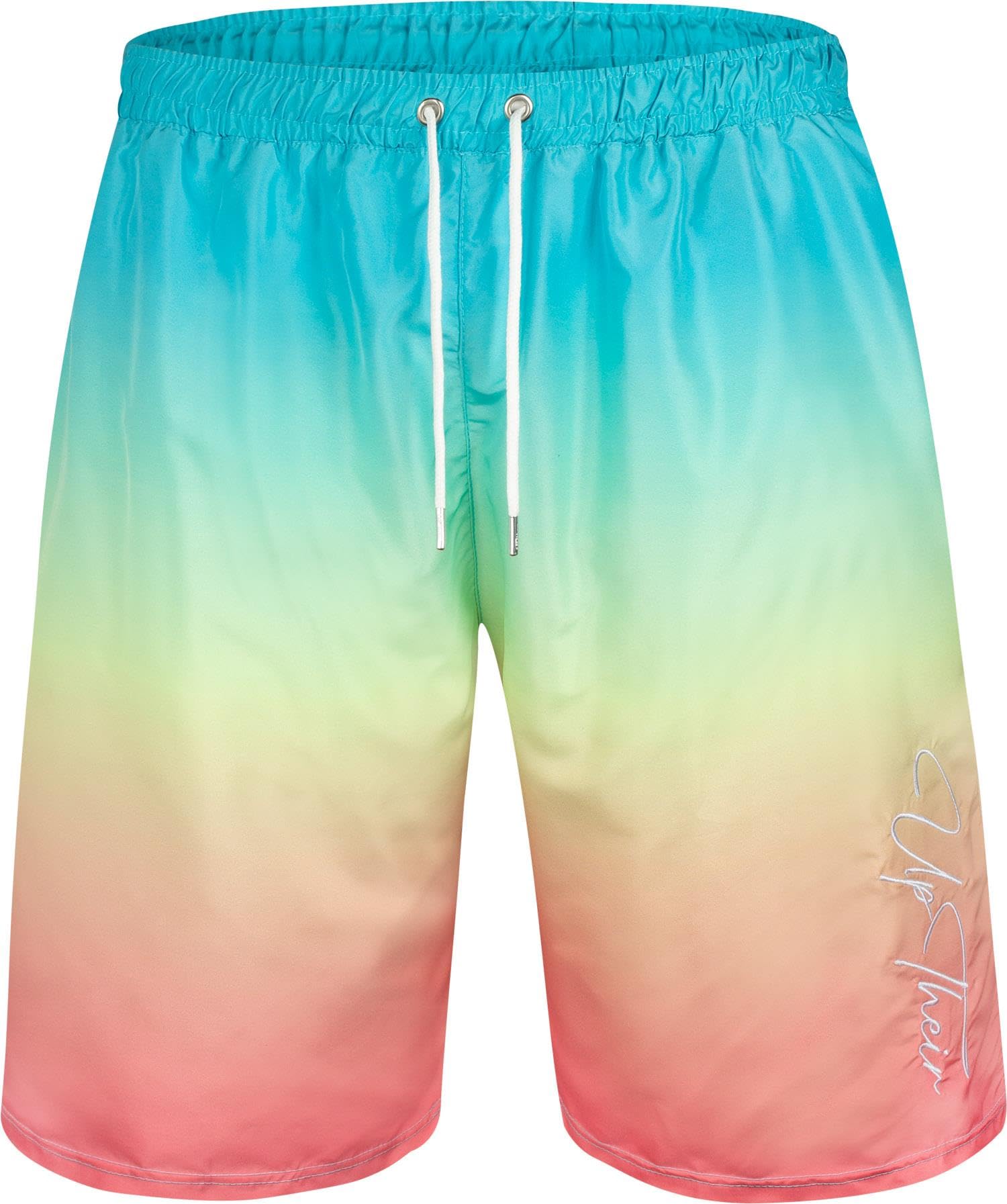 Uptheir Mens Hinckley Ombre Fade Swim Shorts - Blue - 6XL