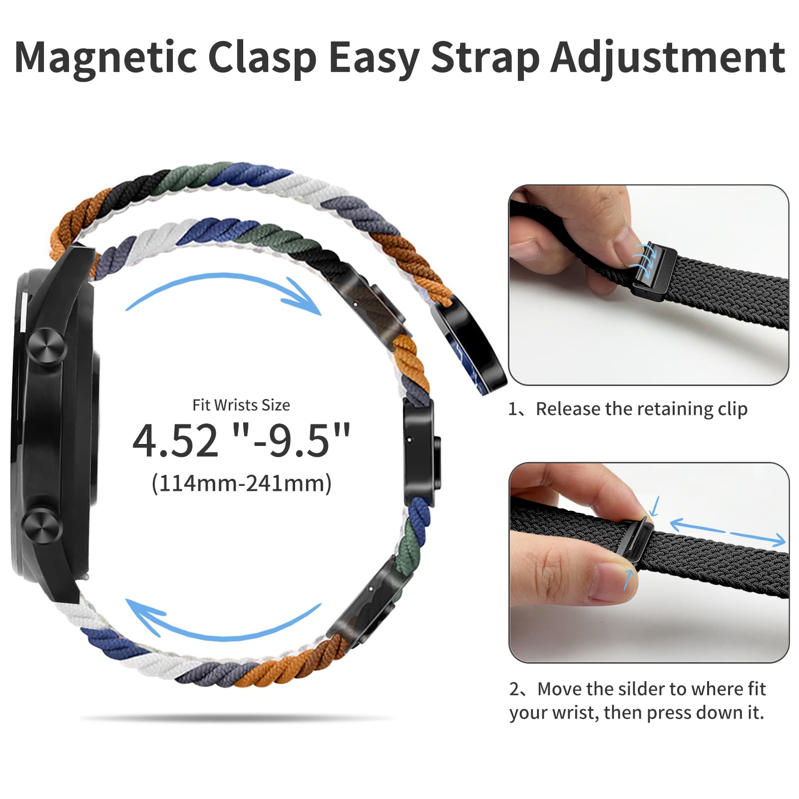 GIOPUEY Cinturini Compatibile con Amazfit Active 2, Cinturino in Acciaio Inossidabile Intrecciato [Resistente all'Usura] - Black