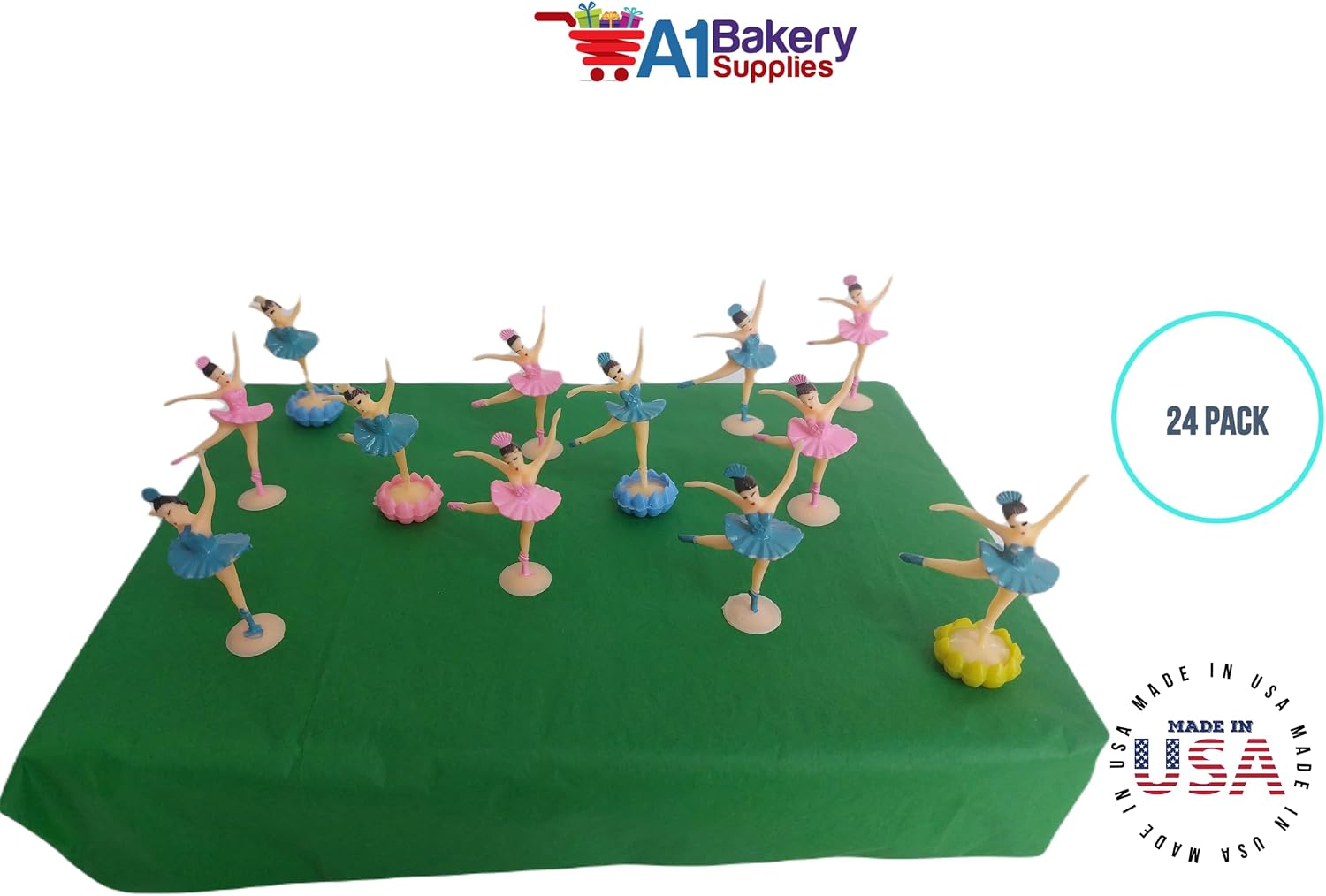 24 Pack Cake Toppers Cup Cake Toppers (Ballerina Figurines)