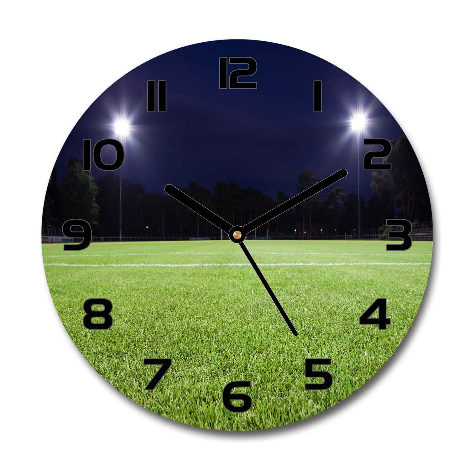 Horloge en verre rond 30cm gazon de football Tulup silencieuse