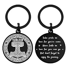 HYHYDHP Thor's Hammer Keychain - Norse Rune Mjolnir Gifts for Men Women, Double Sided Stainless Steel Key Chain, Inspirational Mythology Present for Viking Soul