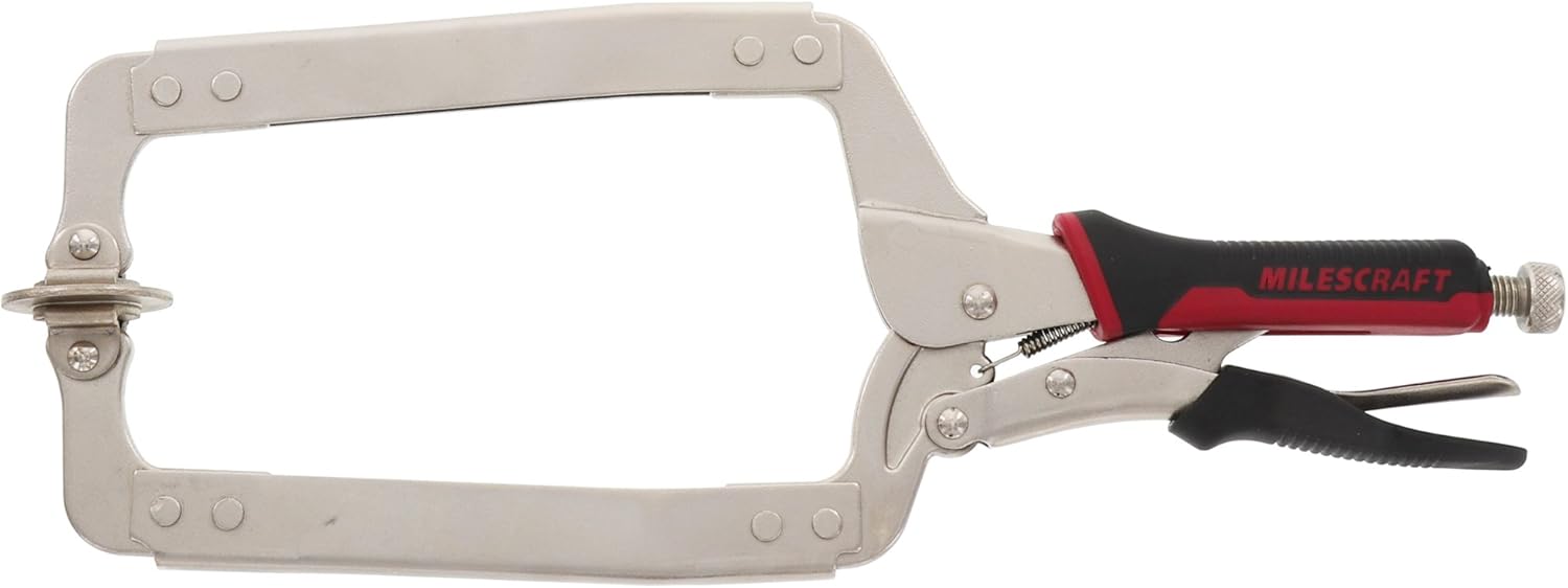 Milescraft 4003 8in Face Clamp – Heavy Duty, Locking, C-Clamp with Adjustable Swivel Pads, for Pocket Hole Joinery, Wood Projects, Welding and More