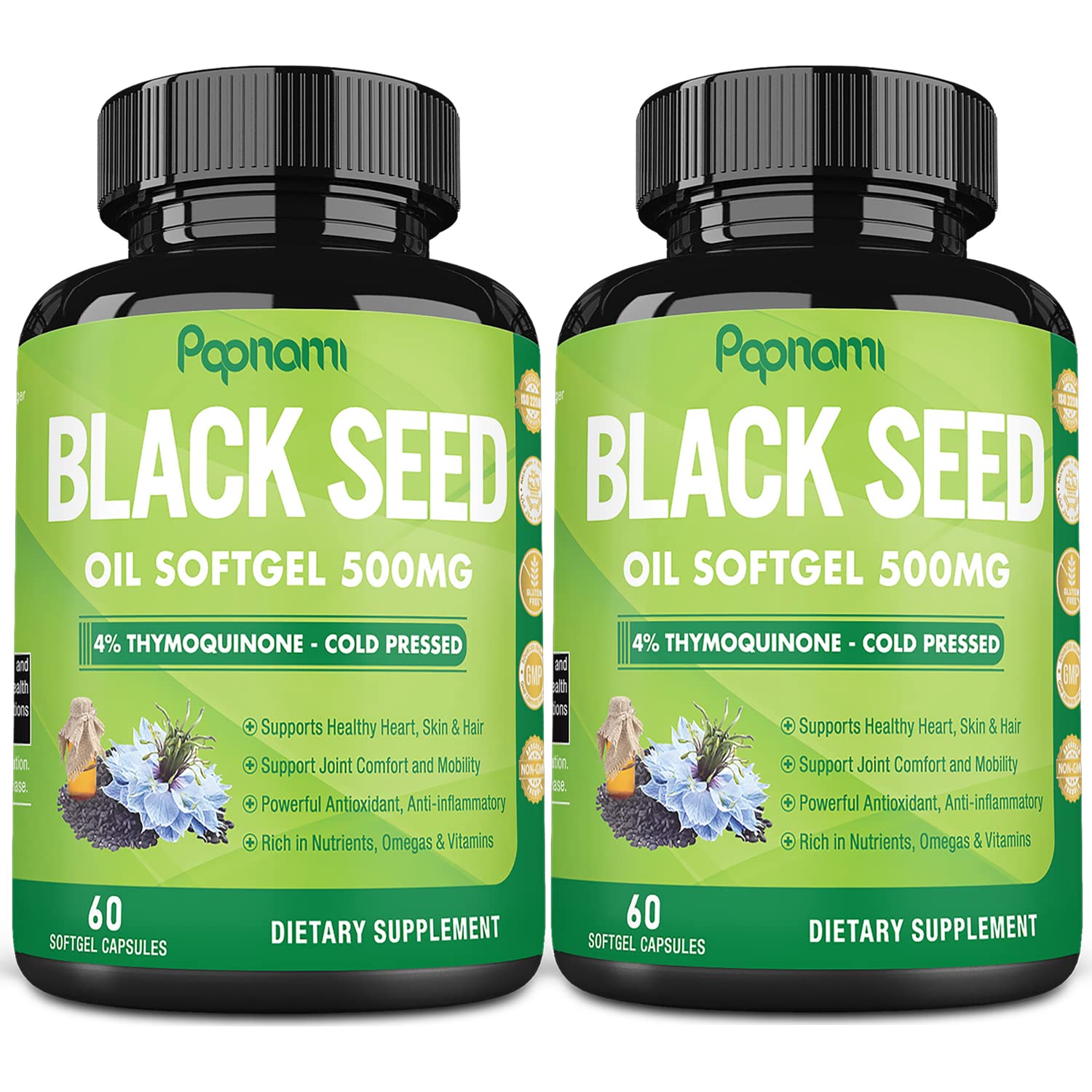 Premium Black Seed Oil Softgel Capsules 2 Packs 60 Counts 500mg 4 Month