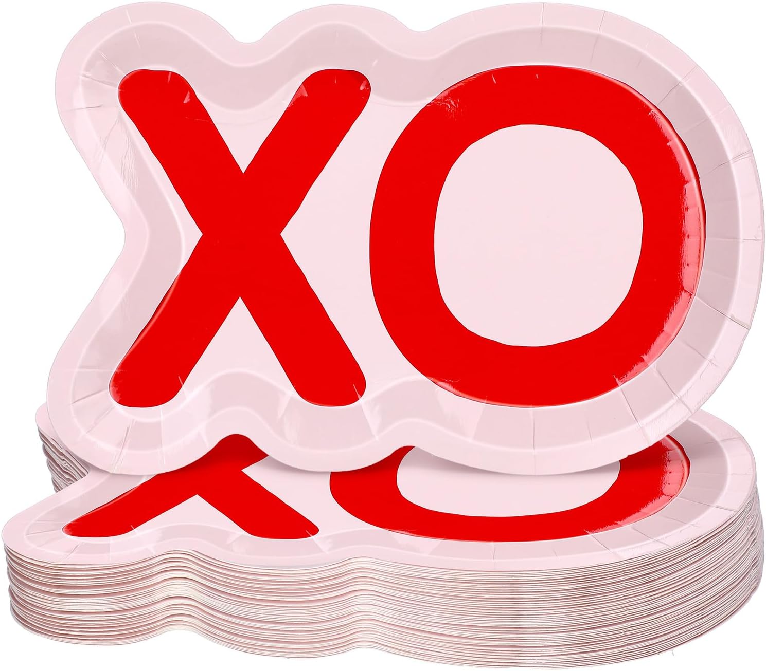 Havawish 50 Pcs XO Shaped Valentine's Day Paper Plates Vday Pink Cake Plates 9 Lovely Xo Disposable Paper Tray Decorations for Valentine February Birthday Class Parties Galentines Party Supply