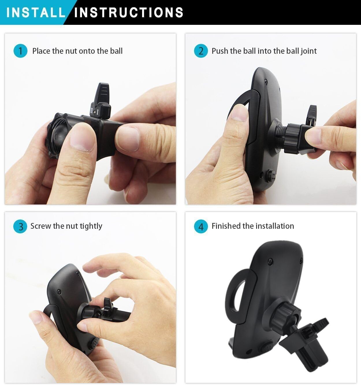 abaolux Air Vent Phone Holder Car Mount with Quick Easy Release Button and 360 Degree Rotation Cradle for IPhone, Samsung Galaxy and Most 1.9-3.7 Inches Smartphones (Black)