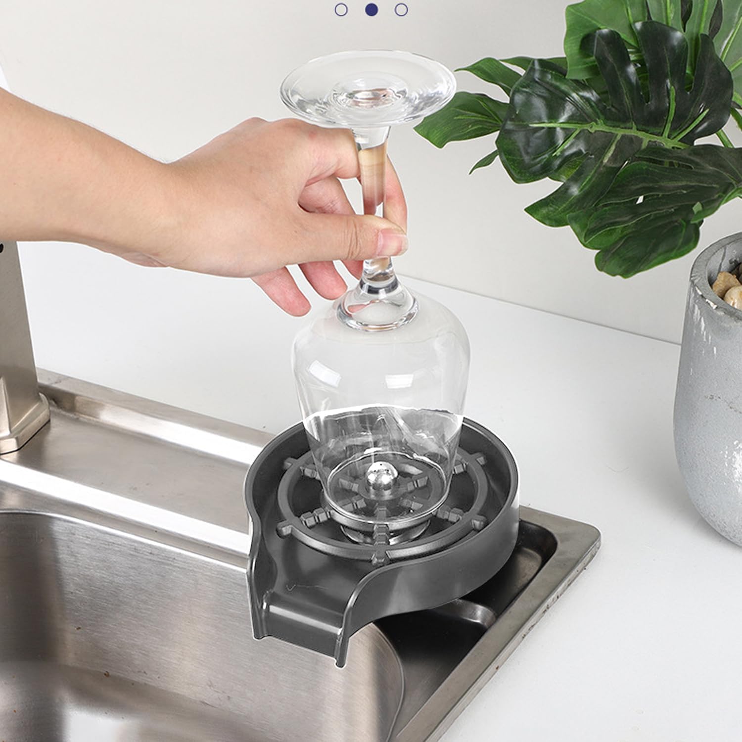 Lavavasos de Acero Inoxidable - Enjuagador de Vasos para Bares con Accesorios Completos, Incluye Arandela para Botellas - Límpialo Rápido y Eficazmente
