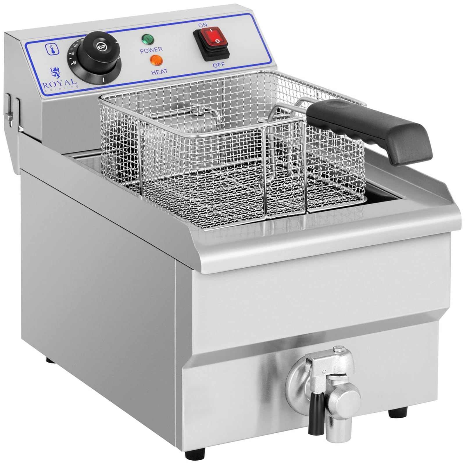 Royal Catering Friggitrice Elettrica Friggitrice Professionale RCEF-10EH (10 L totale, 6,5 L di olio, 3.200 W, Acciaio Inox)