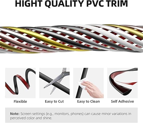 Miniatura 6 de Moldura de pared para despegar y pegar, 26.2 pies, moldura flexible en forma de D para zócalos, bordes y bordes, marcos de ventanas y puertas,