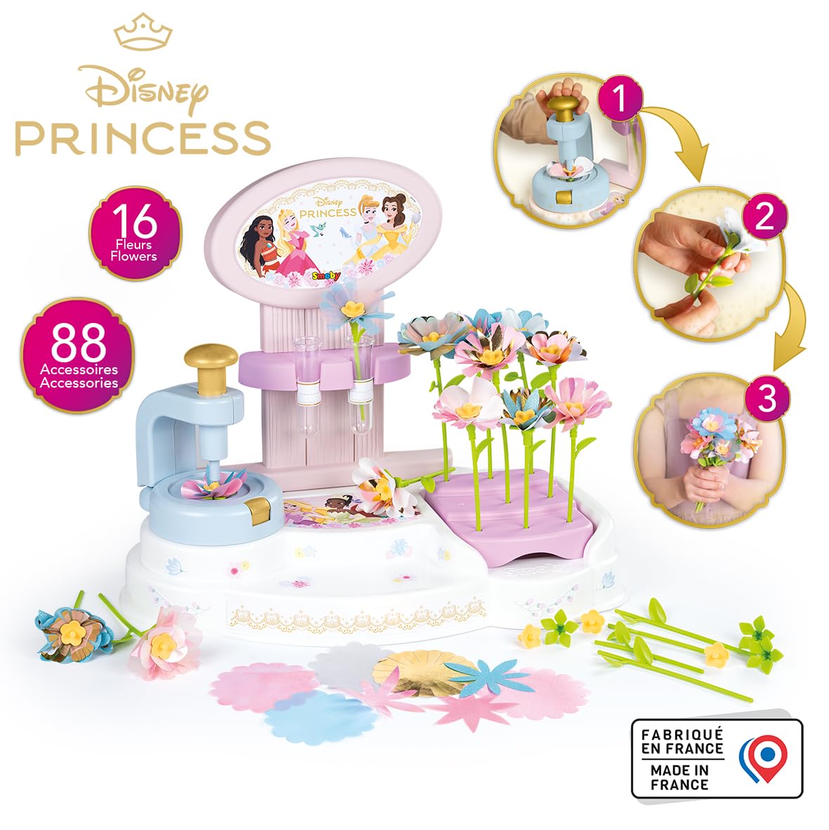 Smoby - Disney Princesses - Flower Market - Activité Manuelle - Création de Fleurs - A Partir de 3 Ans - Fabrication Française