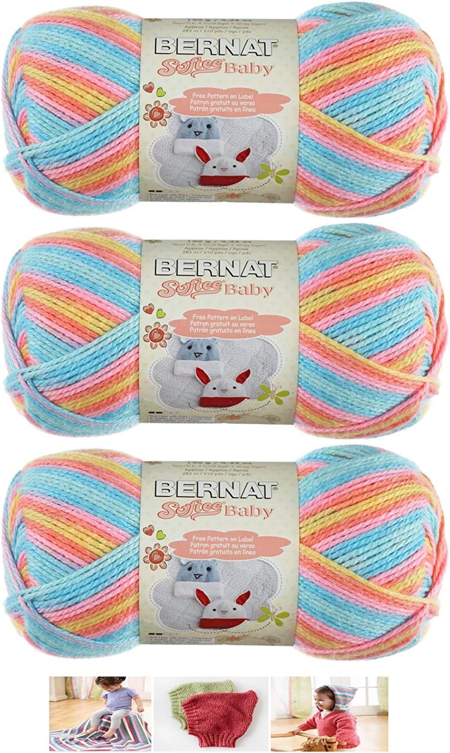 BernatSOFTEE BABY - PACK OF 3 BALLS - 120G EACH BALL - CANDY BABY VARG