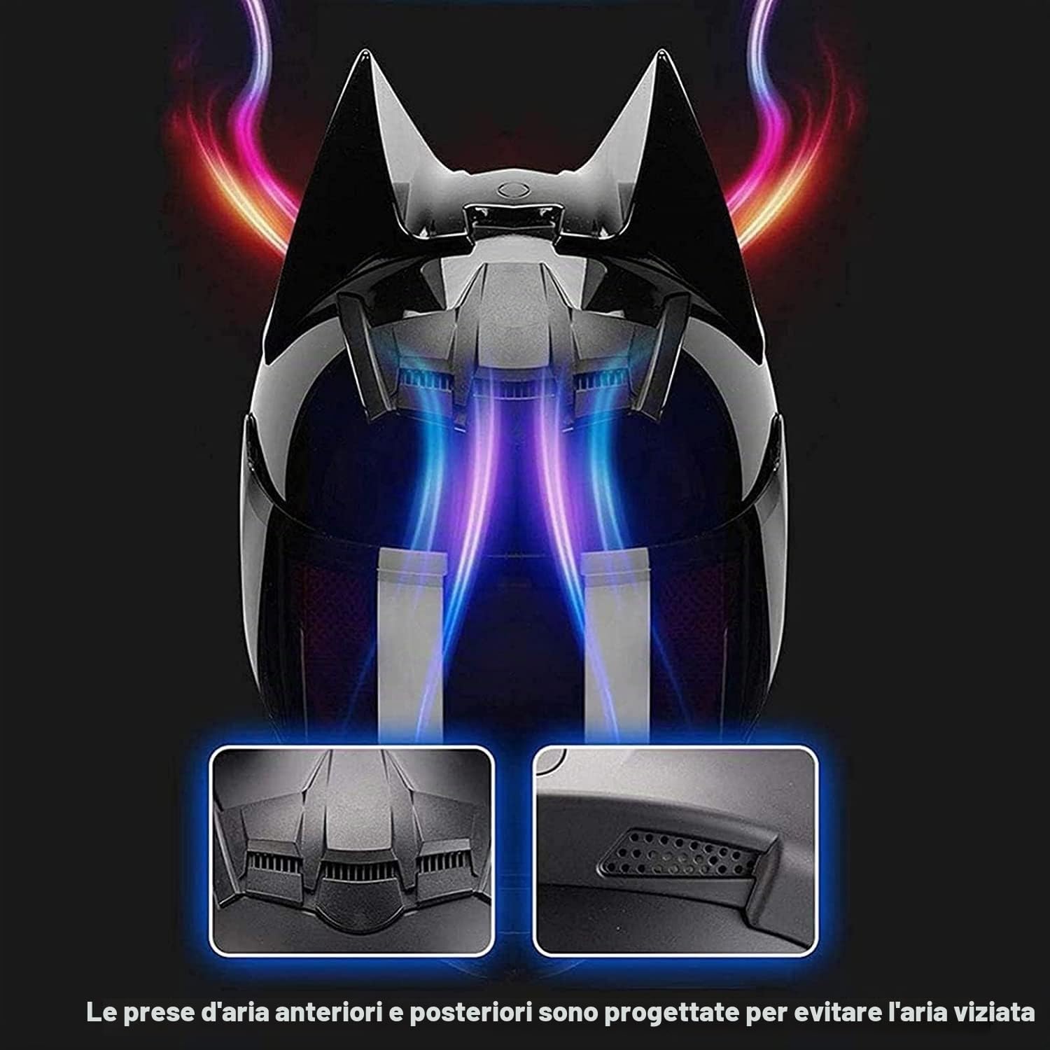 Bluetooth Offroad Moto Casco Integrale per Uomini e Donne, Casco Moto Integrale Certificato DOT/ECE, Casco Moto da Corsa Moto Elettrico Leggero C,Large