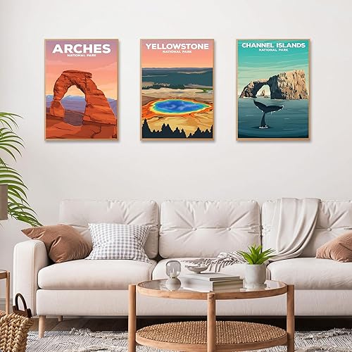 Miniatura 8 de Paquete de 6 pinturas por números para adultos principiantes, kits de pintura por números para adultos del parque nacional sobre lienzo, kits de