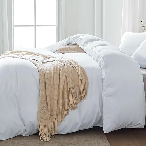 Miniatura 5 de Cosybay Juego de funda de edredón Queen de color blanco suave, 3 piezas, 1 funda de edredón Queen (90 x 90 pulgadas) con cierre de cremallera y 2