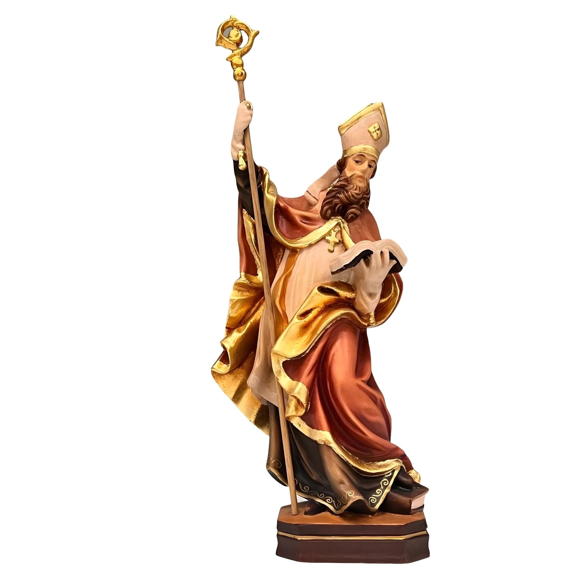 Dolfi | Statue of Saint Helmstan in Maple Wood 30 cm | Hand-Coloured Wood in Val Gardena | Nativity Figure