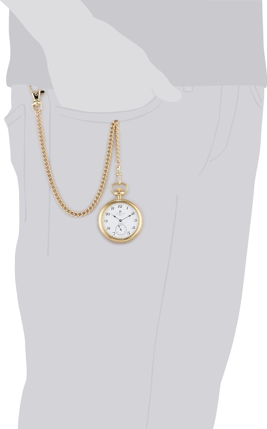 Charles-Hubert, Paris Gold-Plated Open Face Mechanical Pocket Watch