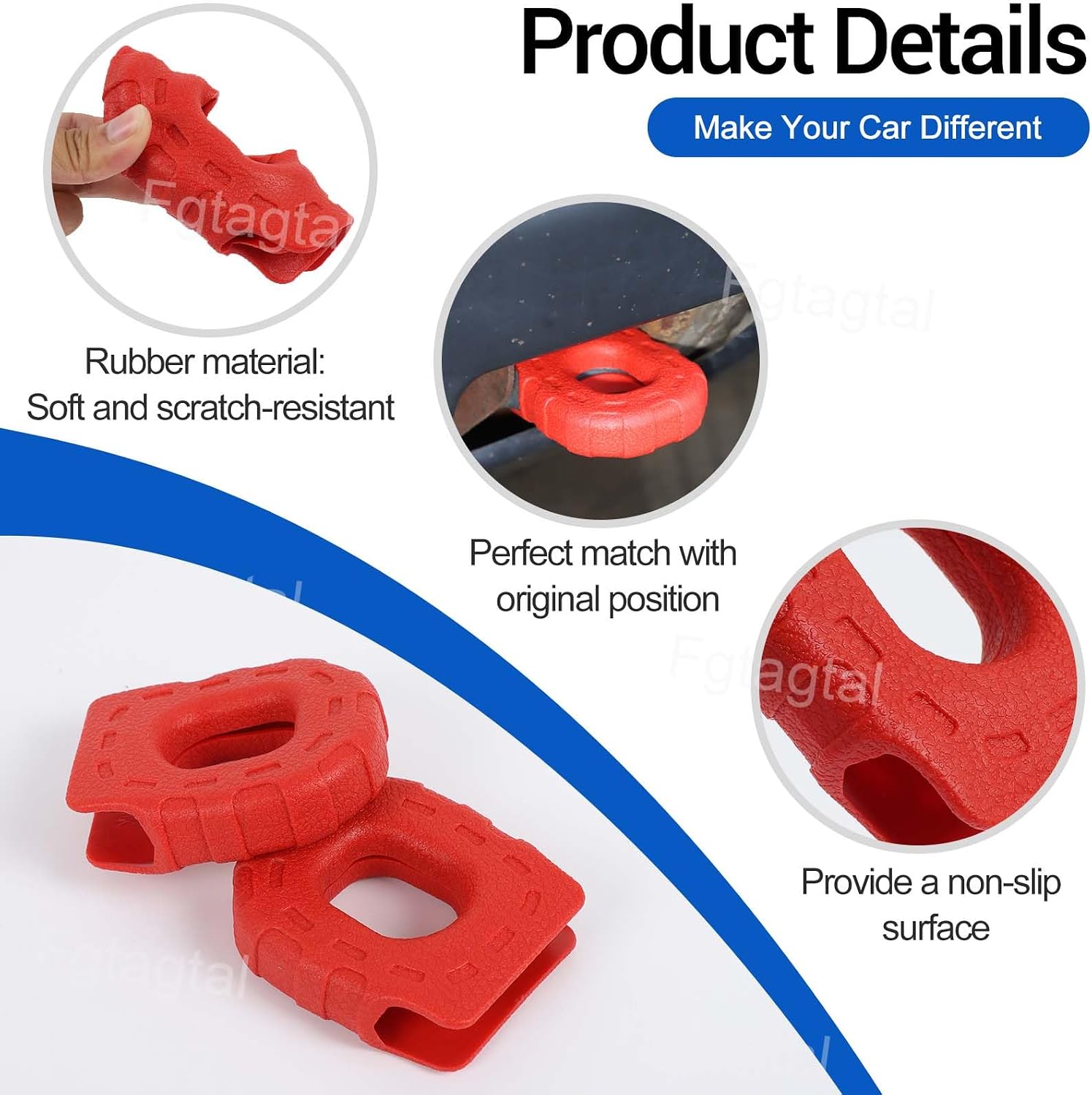 Tow Hook Cover Compatible with Hummer H2 2003-2009, Front Bumper Tow Hook Protector Rubber Cover Exterior Trailer Hitch Protection Accessories, 2PCS (Red)