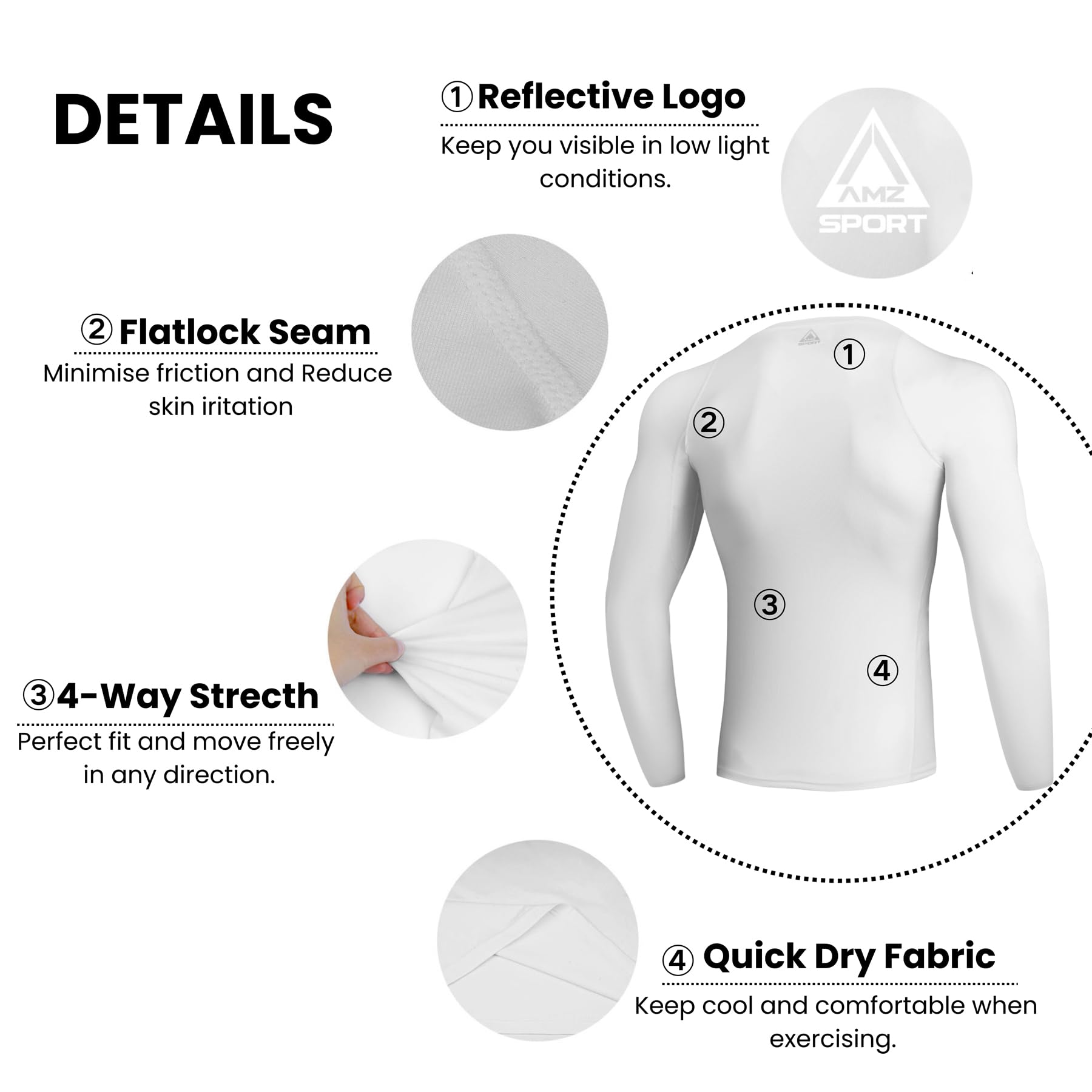 AMZSPORT 2 Pezzi Maglia Compressione Uomo Maglietta Termica Manica Lunga Maglie Sportiva Shirts Traspirante da Asciugatura Rapida Camicia Fitness Palestra