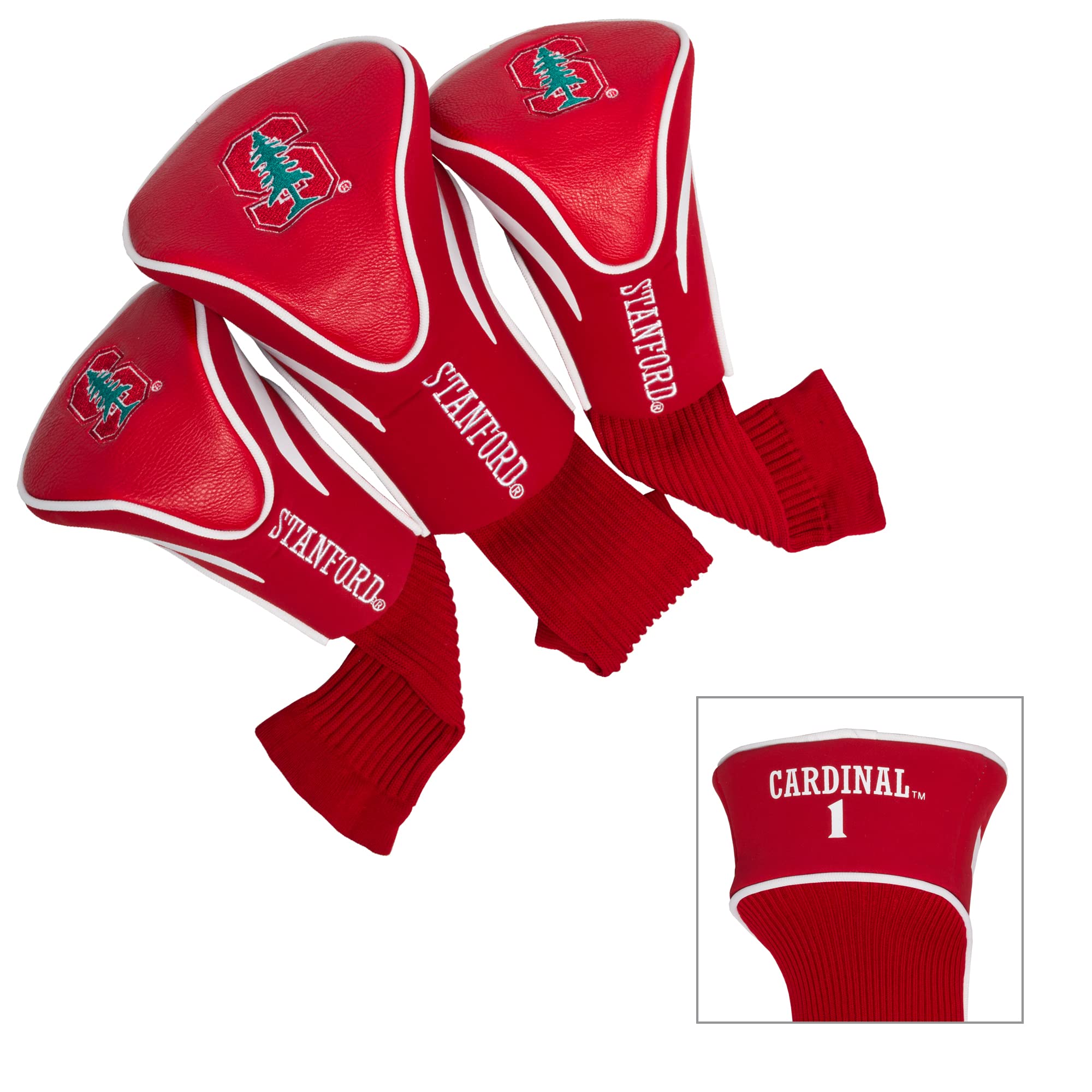 Team Golf NCAA Stanford Cardinal Contour Golf Club Headcovers (3 Count), Numbered 1, 3, & X, Fits Oversized Drivers, Utility, Rescue & Fairway Clubs, Velour lined for Extra Club Protection