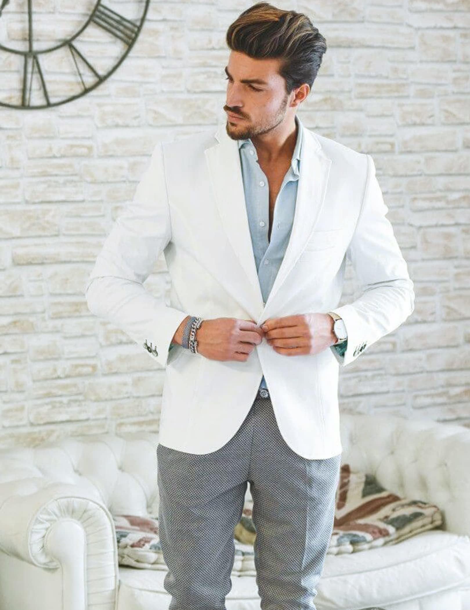 COOFANDY Giacca sportiva da uomo, per il tempo libero, Blazer Business Sakko, 1 bottone, tinta unita, vestibilità regolare