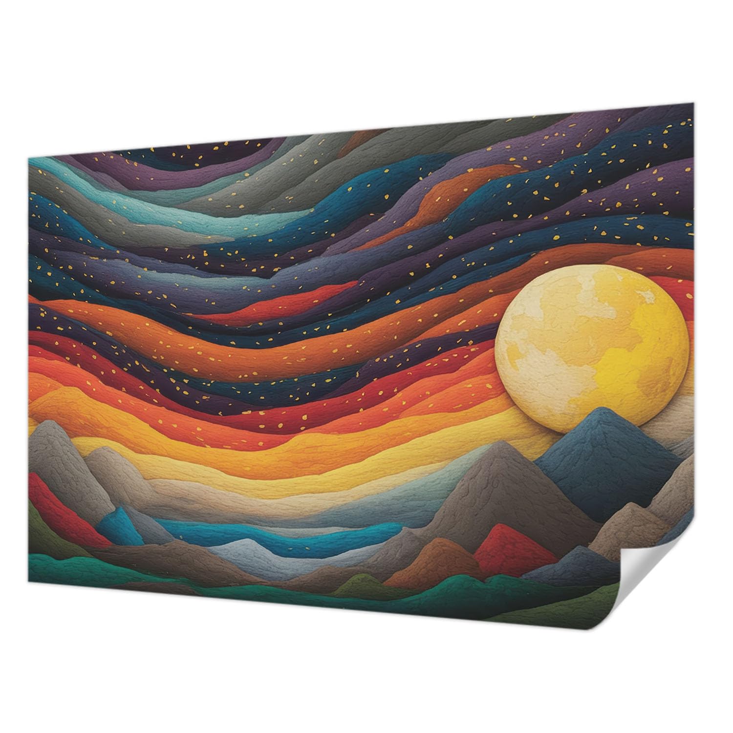 Papier peint autocollant de montagnes colorées pour créer un cocon dans votre chambre