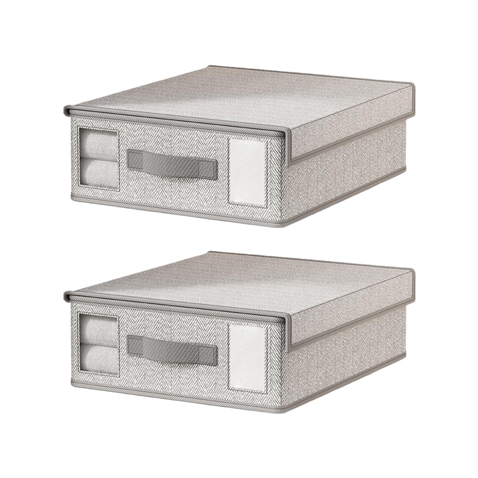 Buxuaaaa Nonwoven Fabric Bedding Container Bed Linens Organiser Box with Dustproof Cover and Clear View Window Breathable Fabric Linen Container Underwear Storage Organiser Box