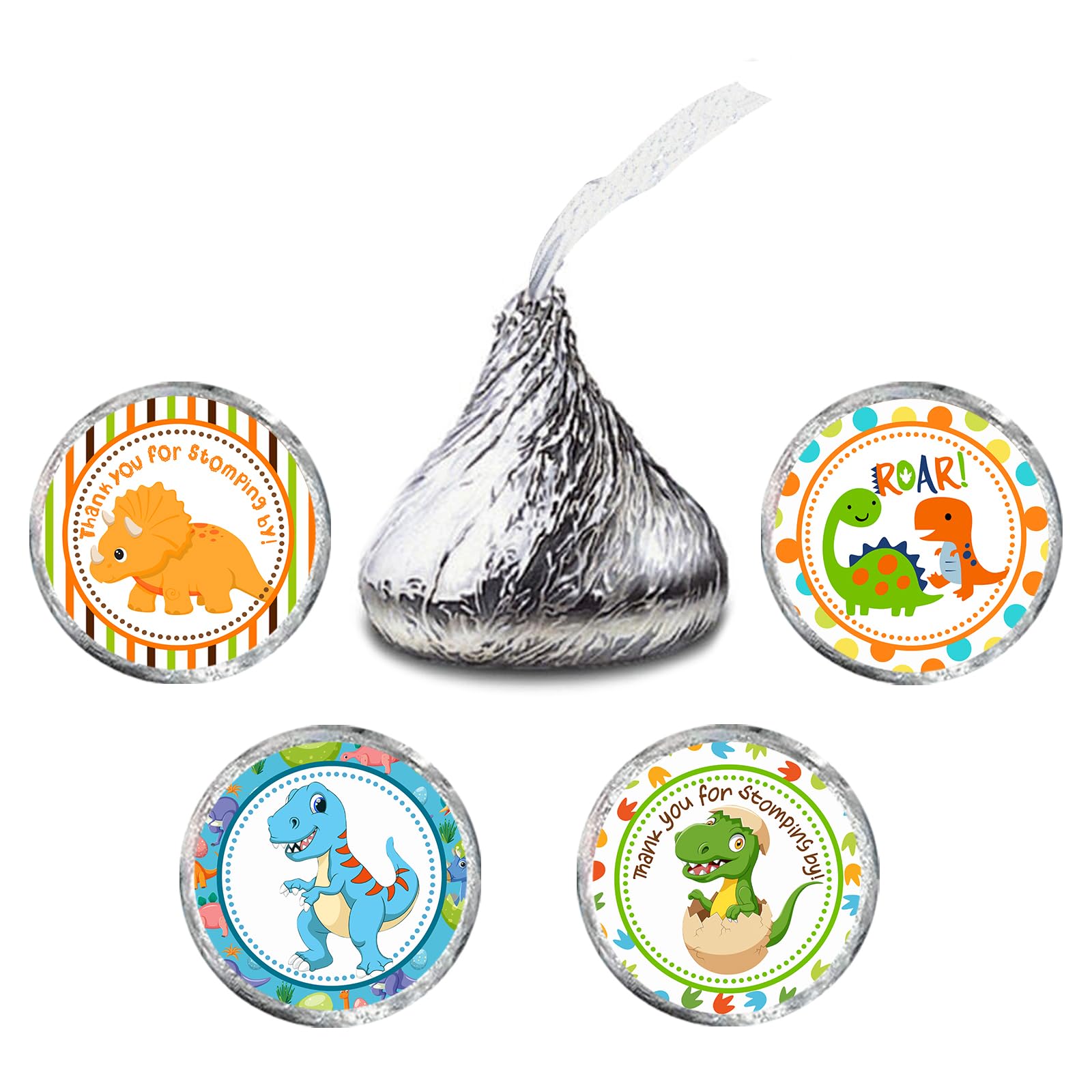 PHOHUI HAVE A NICE TIME Dinosaur Round Candy Stickers, 160 Pcs, Waterproof Decals for Baby Shower, Birthday Party Favors, and Scrapbook