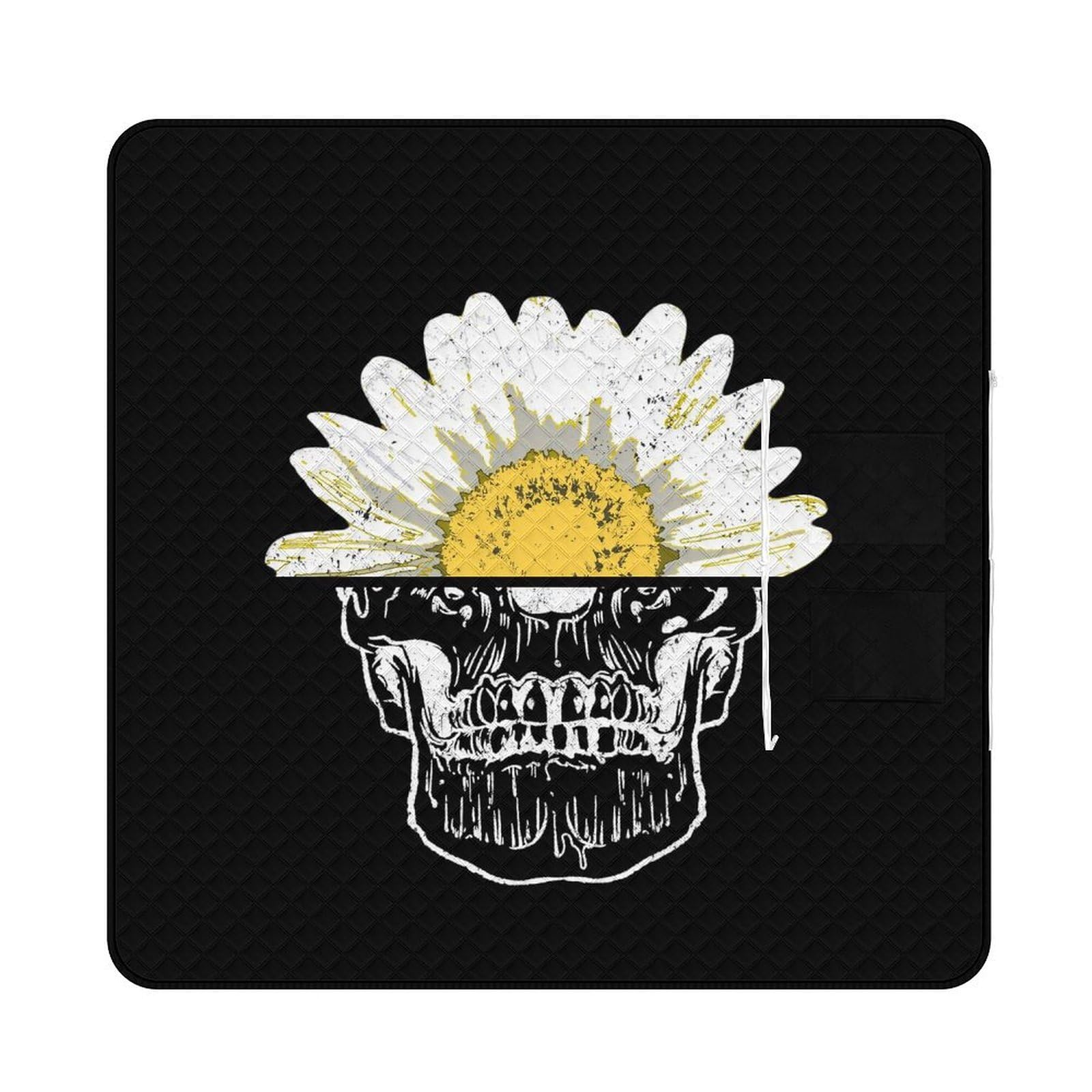 3D Impresión Skull SunFlores T-Shirt Toalla Playa Grande Toalla De Playa Grande Accesorios Playa Esterilla De Playa para Picnic, Playa, Camping 200x200cm