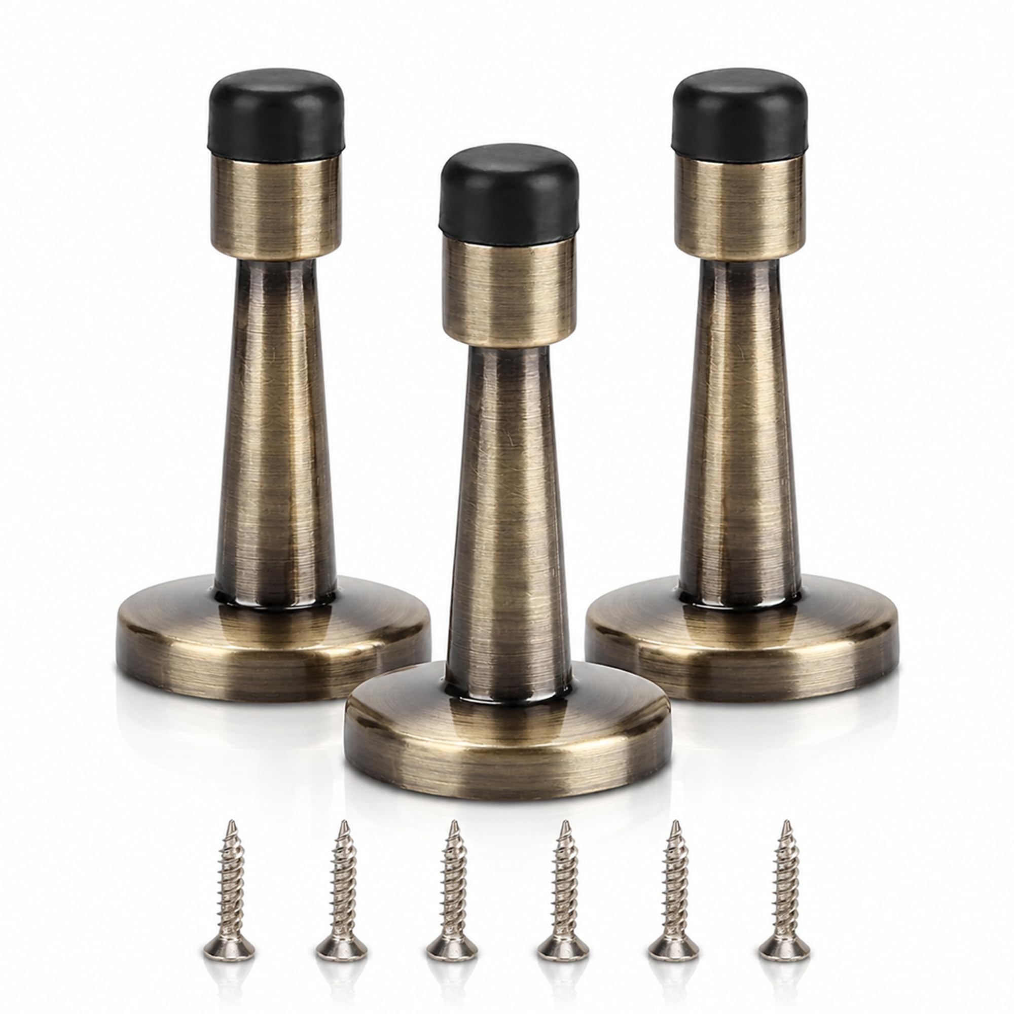 Xiciki 3 Pcs Brass Door Stop Wall Mounted for Skirtings Noise Reduction