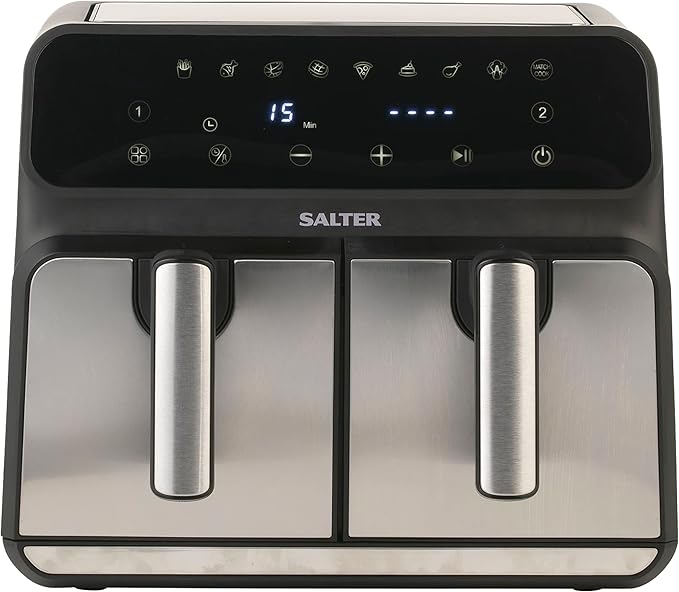 Salter EK5196 Dual Air Fryer 7.6 L Digital Air Pro, Sync & Match Cook