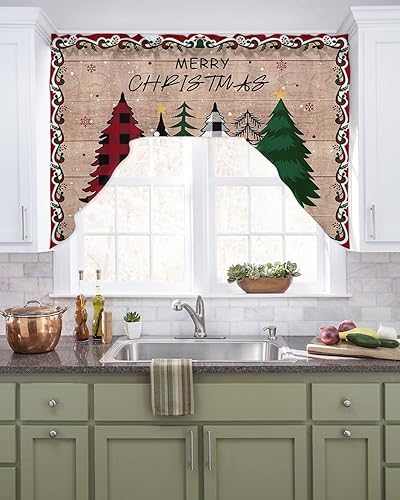 Árbol de Navidad, cenefa de cocina, cenefa con bolsillo para barra, paneles de cortina para dormitorio, sala de estar, baño, cafetería, ventanas,