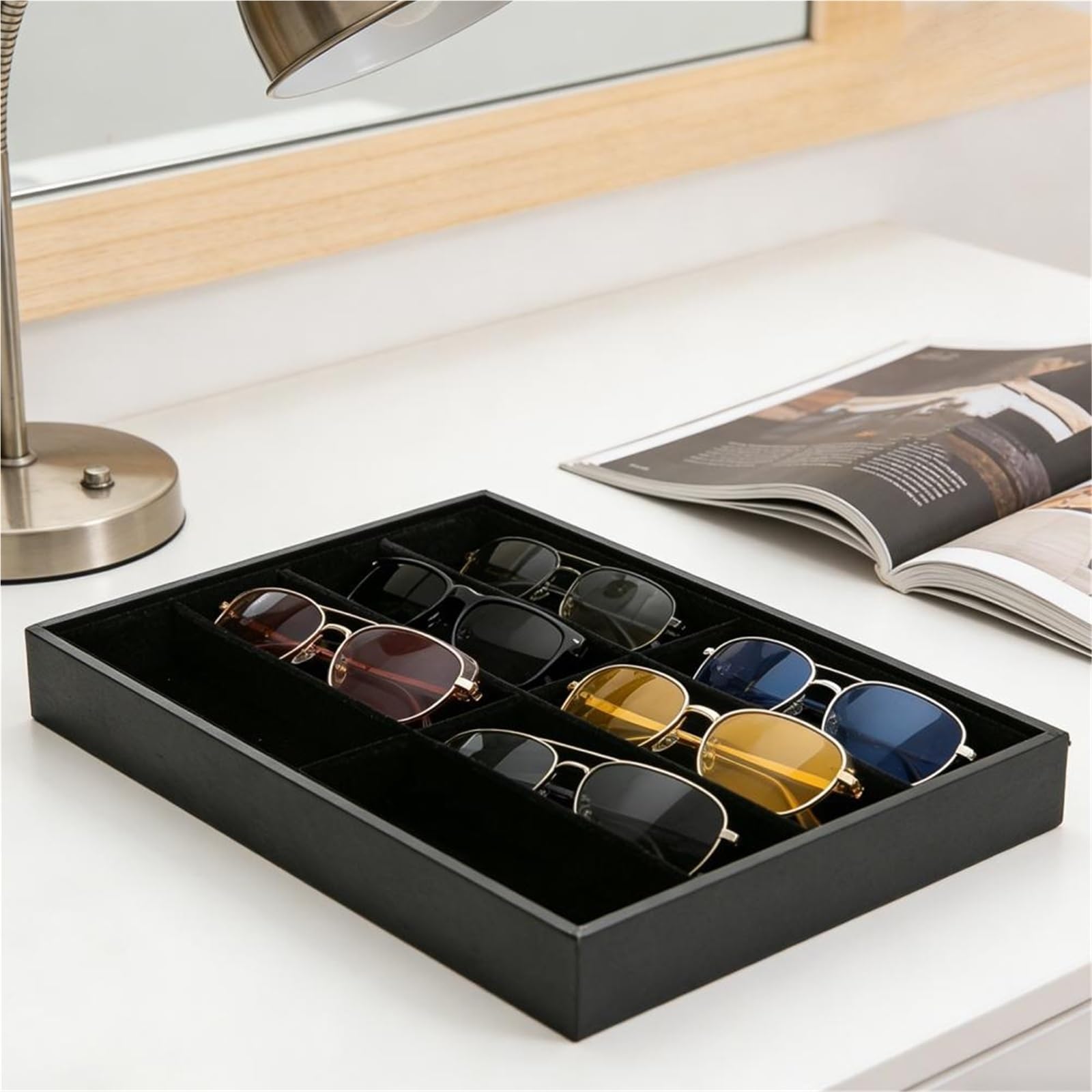 1Pcs Sonnenbrille Organizer Fach Samt Gläser Halter Lagerung Box Stapelbar Männer Frauen Brillen Uhren Schmuck Display Fall Für Brillen