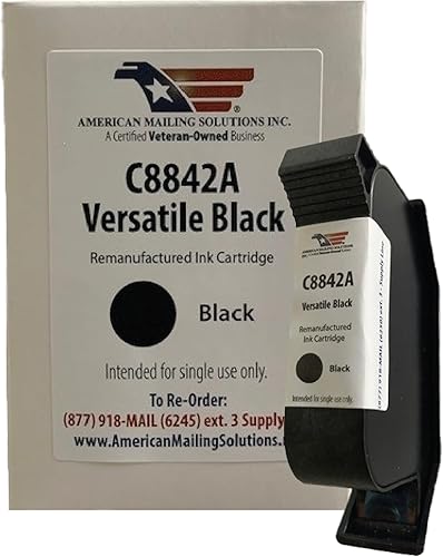 AMERICAN MAILING SOLUTIONS INC. | H.P. C8842A Cartucho de tinta negra de repuesto versátil