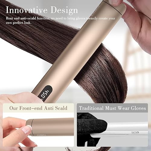 Miniatura 5 de KUSNCA Plancha plana profesional de titanio, alisador de pelo y rizador 2 en 1, alisado de iones negativos, paquete de viaje de doble voltaje,