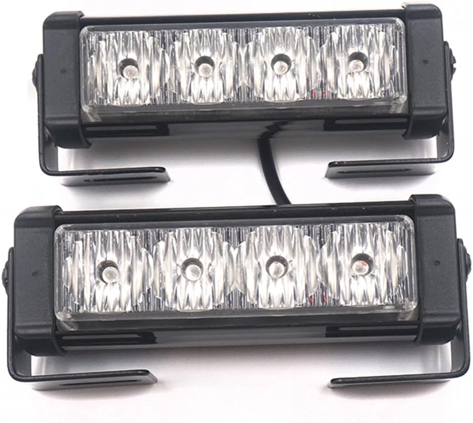 Linchview 2 x 4 LED 24 Watt 12V Car Warning Lights Strobe Flashing Light Blinking Light Cargo Truck Strobe Lights with Switch Cable and Mounting Bracket 7 Flash Patterns (1 Pair of LED Lights) (Amber) [Energy Class A++]
