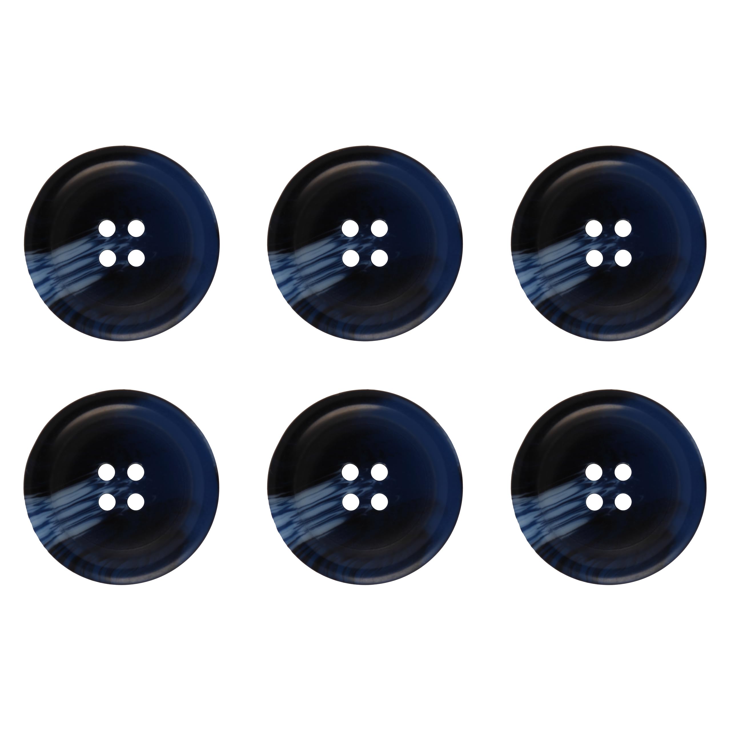 Pack of 6 Blue 25mm Round Faux Horn Sew On Plastic Buttons for Coats Jackets Cardigans Flat 4 Holes 40L