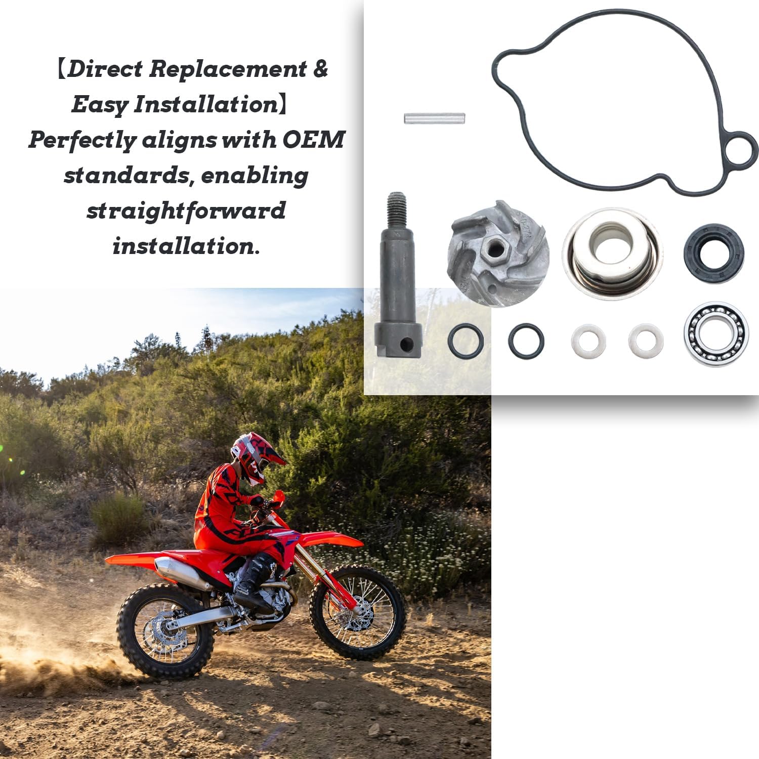 KARSEE Water Pump Repair Kit with Bearings Impeller Seal Shaft Compatible with Honda CRF250R 2010-2024 CRF250RX 2019-2024