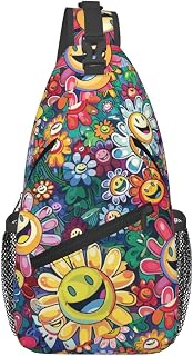 Crossbody Bag Funny Cute Smiling Sunflowers Sling Bag Backpack Chest Bags Shoulder Bag for Women Men