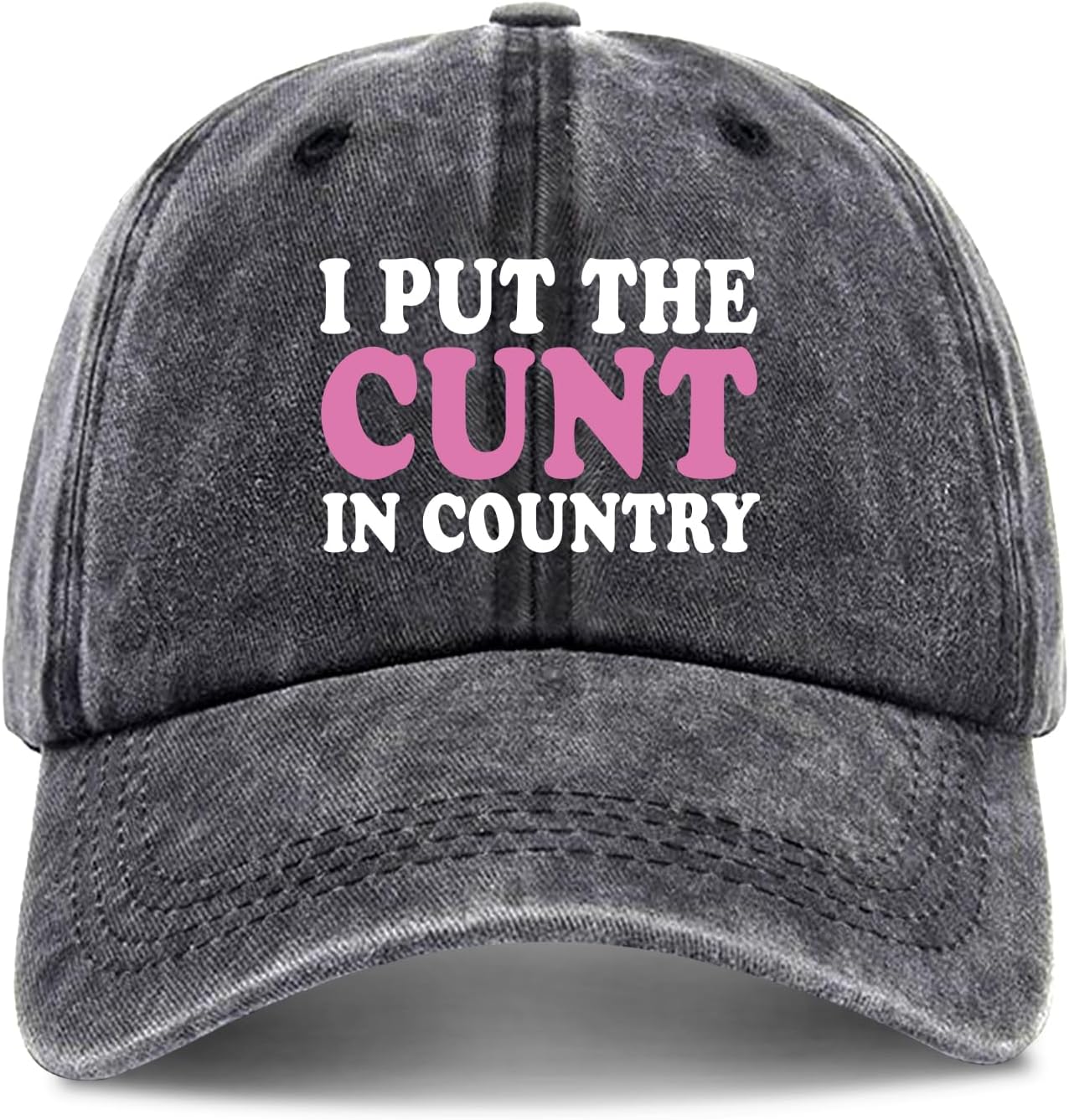 zcyhtqp, I Put The Cunt in Country, Funny Baseball Cap, Cute Bachelorette Hats, Funny Trucker Hats with Sayings, Humor Caps, Adjustable Cotton Baseball Cap Black