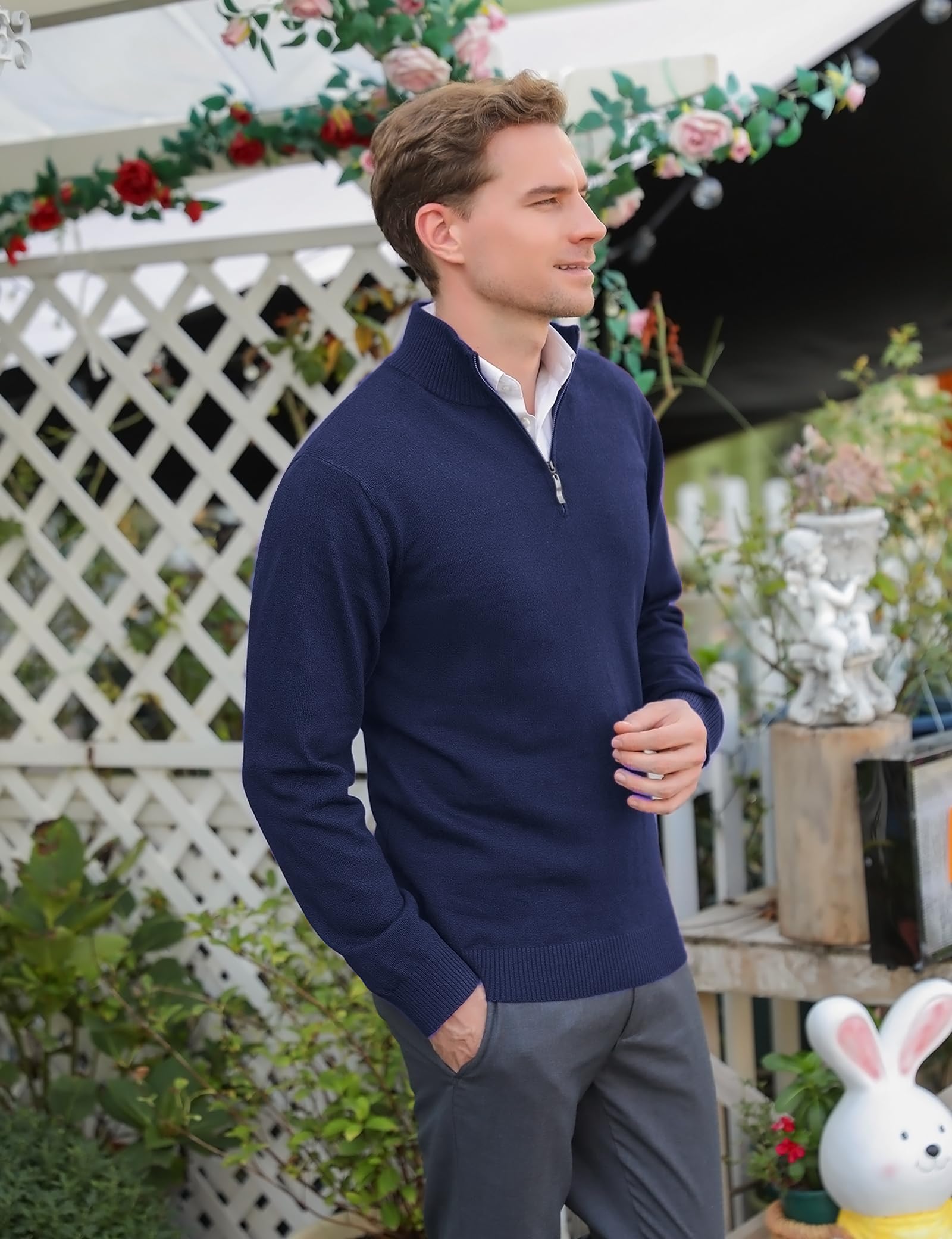 iClosam Maglione Uomo Invernali Collo Alto con Zip Pullover Giacca in Maglia Maglione Pullover Invernale Tenere Caldo