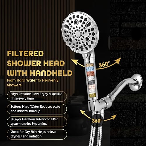 Miniatura 3 de AQUAZEN Cabezal de ducha filtrado  10 modos de pulverización  Sistema de 8 capas que elimina cloro, calcio y metales pesados  Mano de alta presión