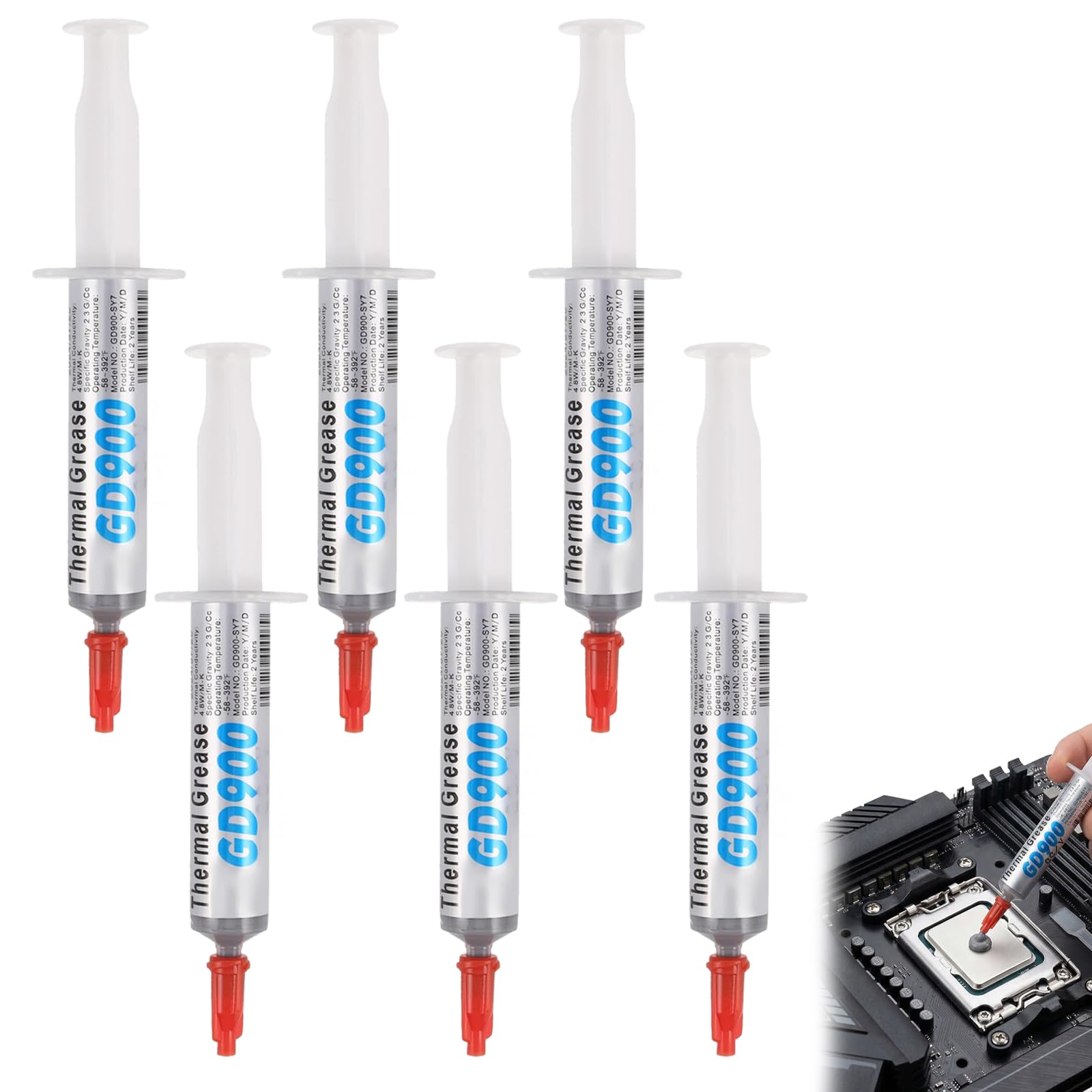 7 G*6 Tubi Pasta Termica,Ad Alte Prestazioni Thermal Paste,Pasta Termoconduttiva,Adatto A Tutti I Processori (Cpu,Gpu – Pc,Ps4),Conducibilità Termica Eccezionalmente Elevata