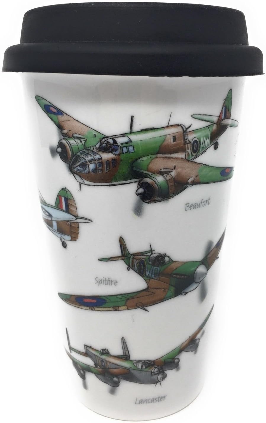 Mens Classic Planes Design Travel Mug with Silicone Lid
