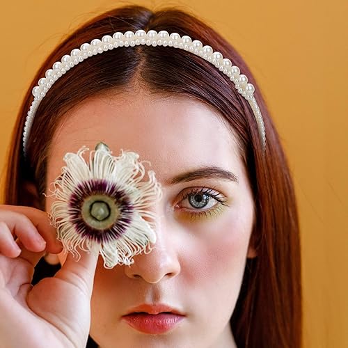 Miniatura 6 de 2 diademas de perlas blancas para mujer, diademas de moda con cuentas, diadema elegante para el cabello, diadema de boda, diadema de novia,